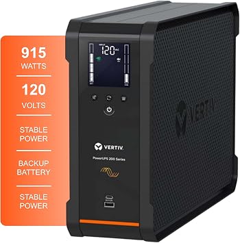 Vertiv PowerUPS 200 Premium Line Interactive Series PSA6S-1500LVT, 1440VA/915W, Automatic Voltage Regulation, Pure Sinewave, Battery Backup, Superior Power Protection, 10 NEMA Outlets