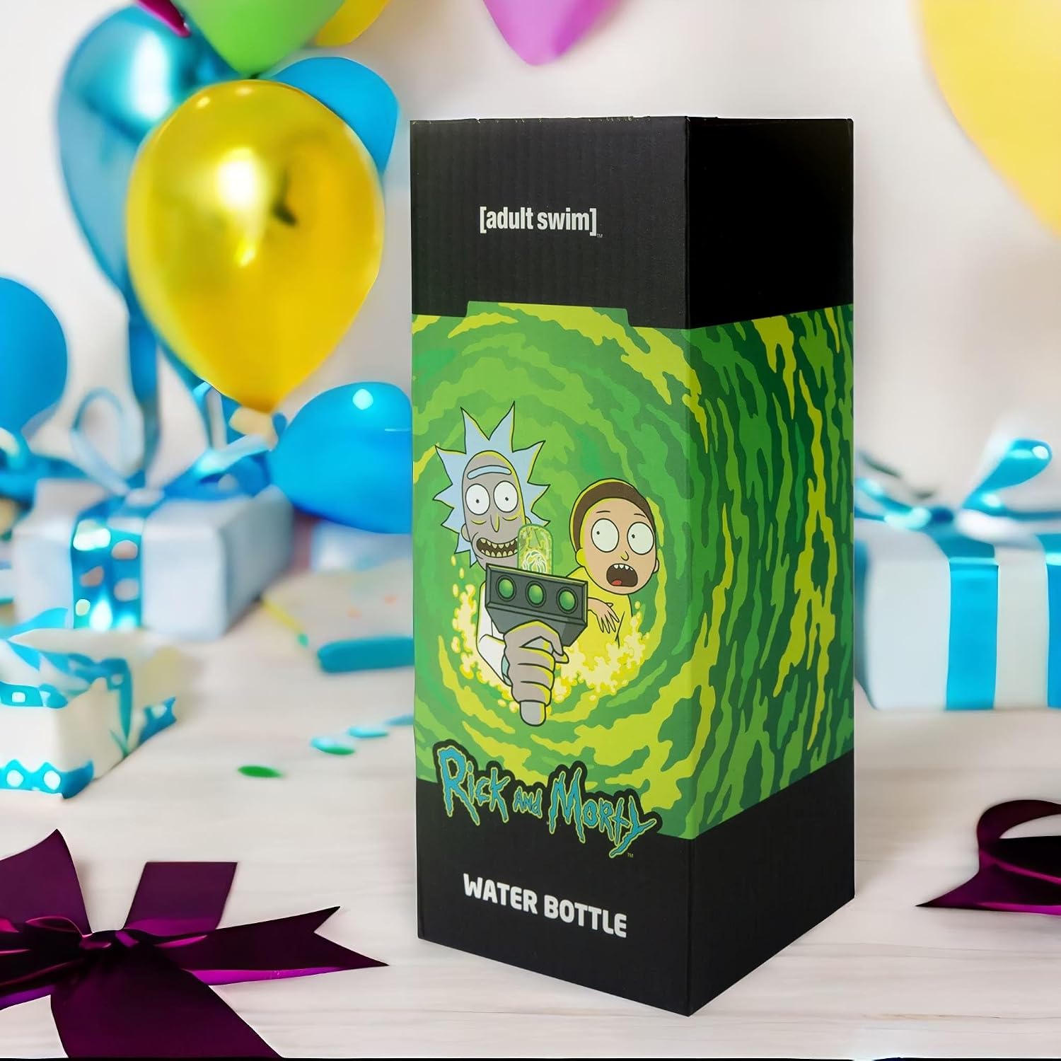 MOMO WAY Rick & Morty 600 ml BPA-Free Tritan Water Bottle with Fruit Container and Bottle Cleaner, with 1-Click Closure, Sports Bottle for School, Work, Outdoor