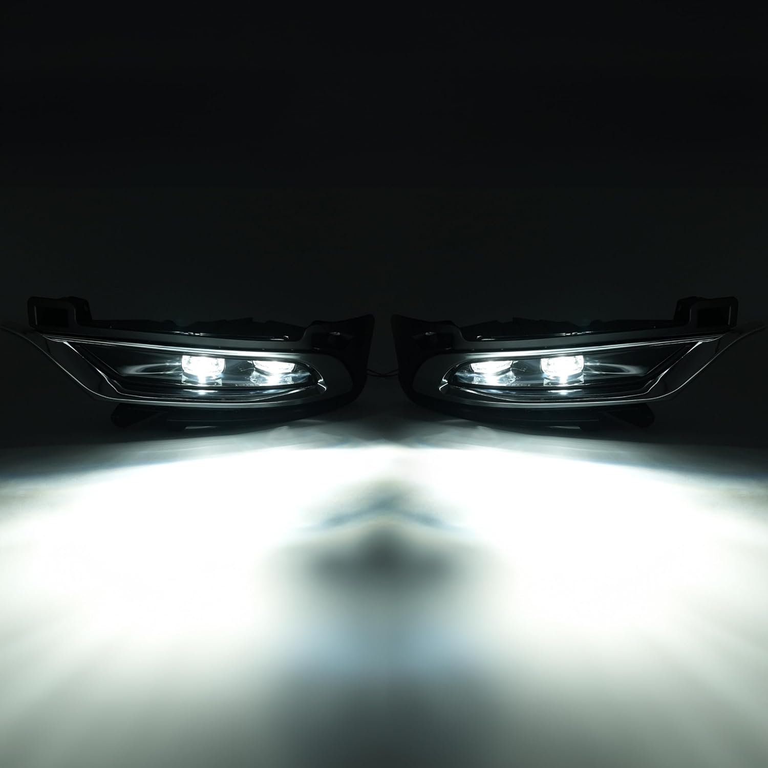 HECASA Pair LED Fog Light&Bezel&Molding Compatible with 2015-2024 Chrysler 300 Replacement for CH2592154 CH2593154 CH1038172 CH1039172 Fog Lamp Assembly Clear Lens Black Housing Driver&Passenger Side