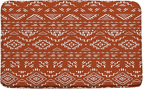 Miniatura 4 de Tapete de baño bohemio negro y blanco, geométrico, moderno, estilo tribal, retro, azteca occidental, decoración de baño, microfibra con respaldo de