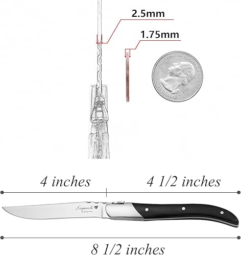 Miniatura 4 de FLYINGCOLORS Laguiole - Juego de cuchillos para carne, mango de madera, caja de regalo, 6 piezas