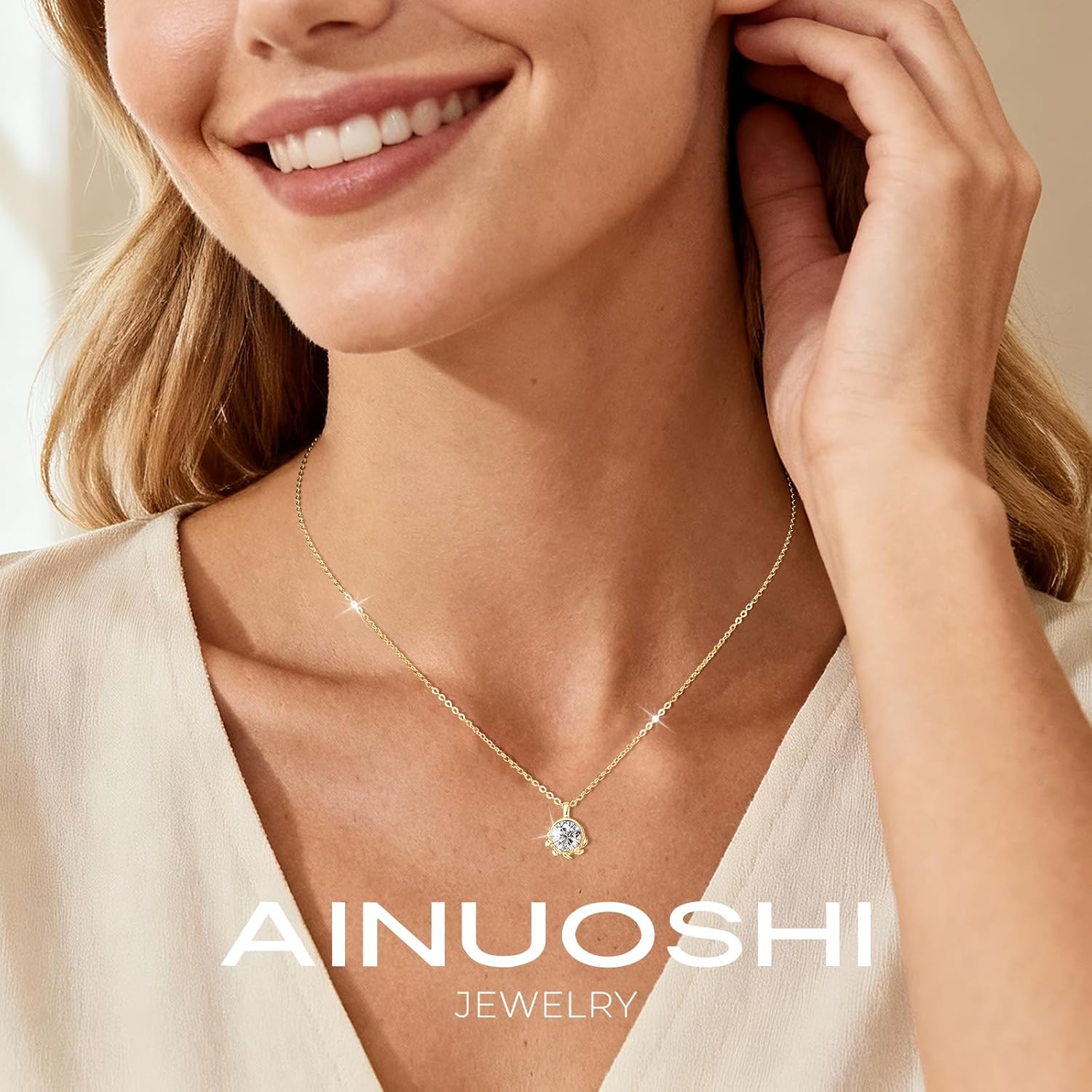 AINUOSHI Moissanite Necklace for Women 1CT - 925 Sterling Silver Moissanite Olive Leaf Pendant Necklace D Color VVS1 Clarity - Image 5