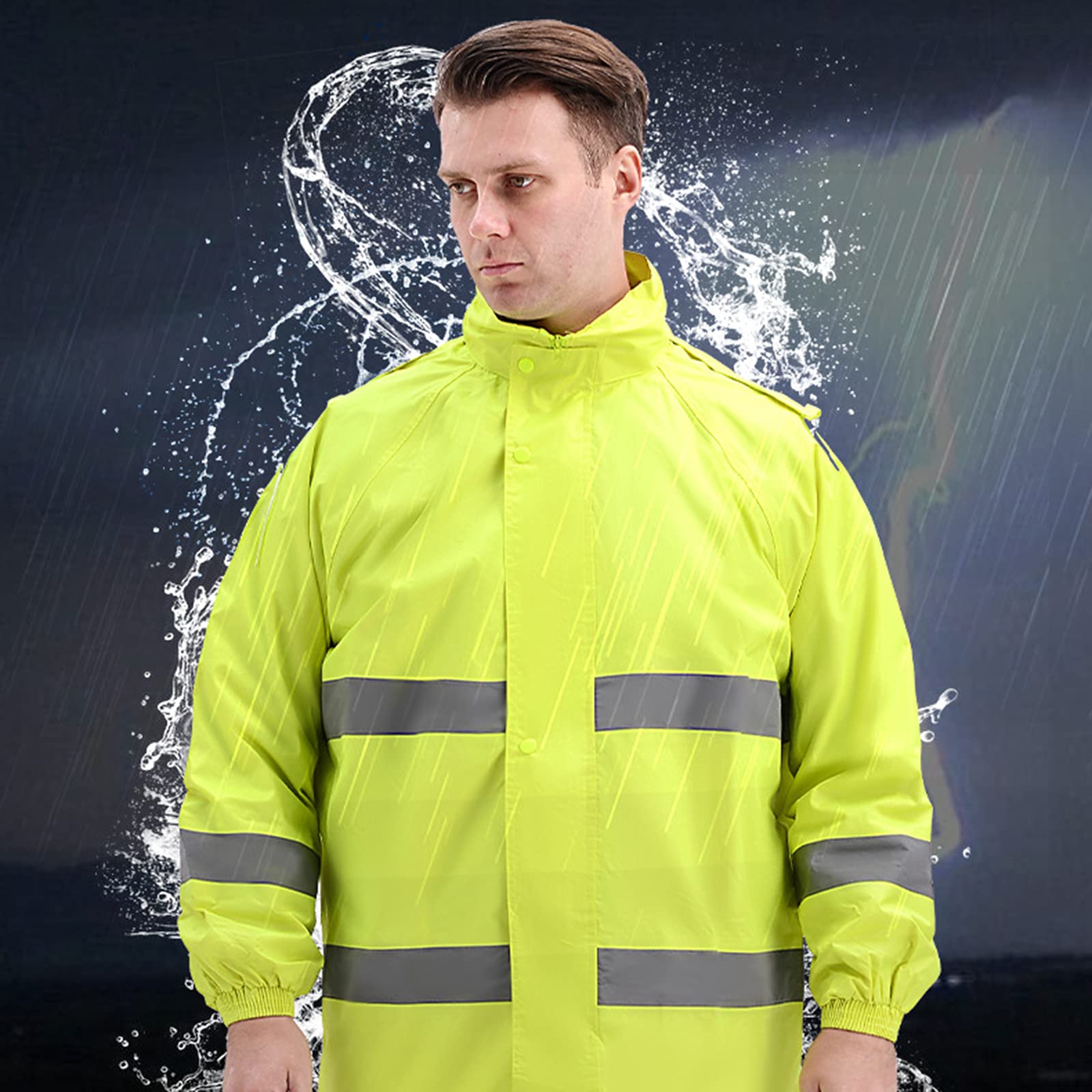 Combinaison Pluie Moto, Manteaux Imperméables, Veste Softshell Haute Visibilité, Veste De Travail, Unisexe Costume Veste Et Pantalon De Pluie Coupe Vent Respirant,XL