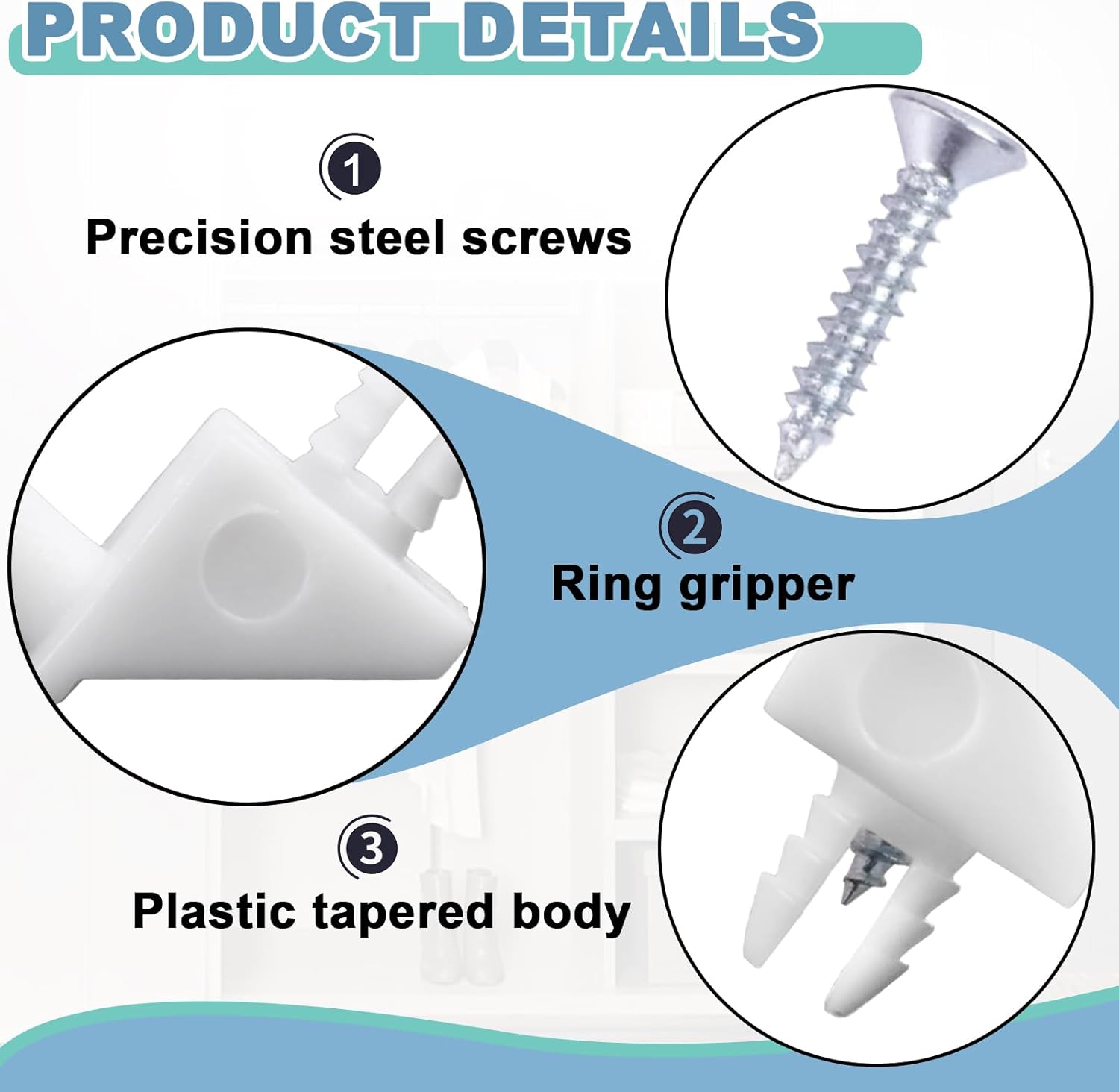 20PC 101558 White Shelf Support Pins for IKEA Part, Shelf Support Pins Replacement Brackets with Self-Tapping Screws
