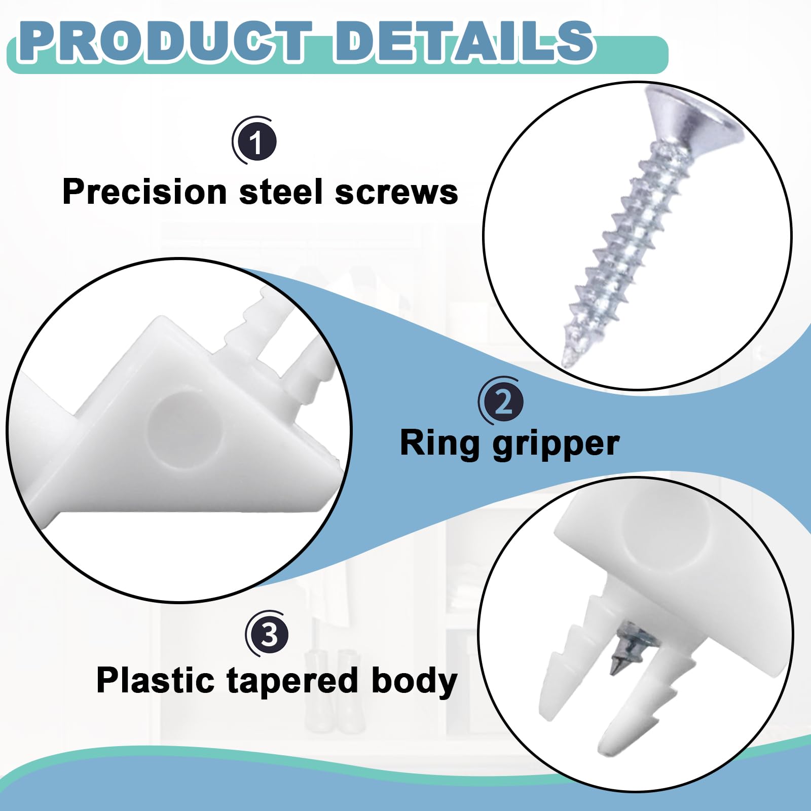 20PC 101558 White Shelf Support Pins for IKEA Part, Shelf Support Pins Replacement Brackets with Self-Tapping Screws — Amazon image 4