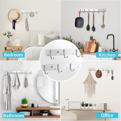 Miniatura 2 de Perchero de pared (2 unidades) 6 ganchos para colgar, ganchos de pared de acero inoxidable