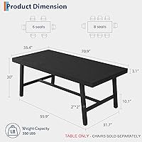 Vista 2 de GarveeHome Mesa de Comedor Industrial para 6-8 Personas, Mesa de Cocina de Madera de 70.87" de Largo con Marco de Metal Resistente y Acabado Negro