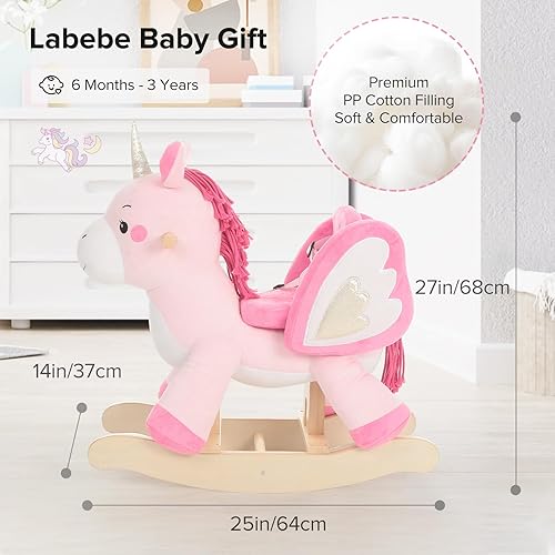 Miniatura 7 de labebe - Caballo mecedor para bebé, unicornio, juguete para niños de 6 meses a 3 años, juguete de peluche para bebés (niño), juguete de peluche para