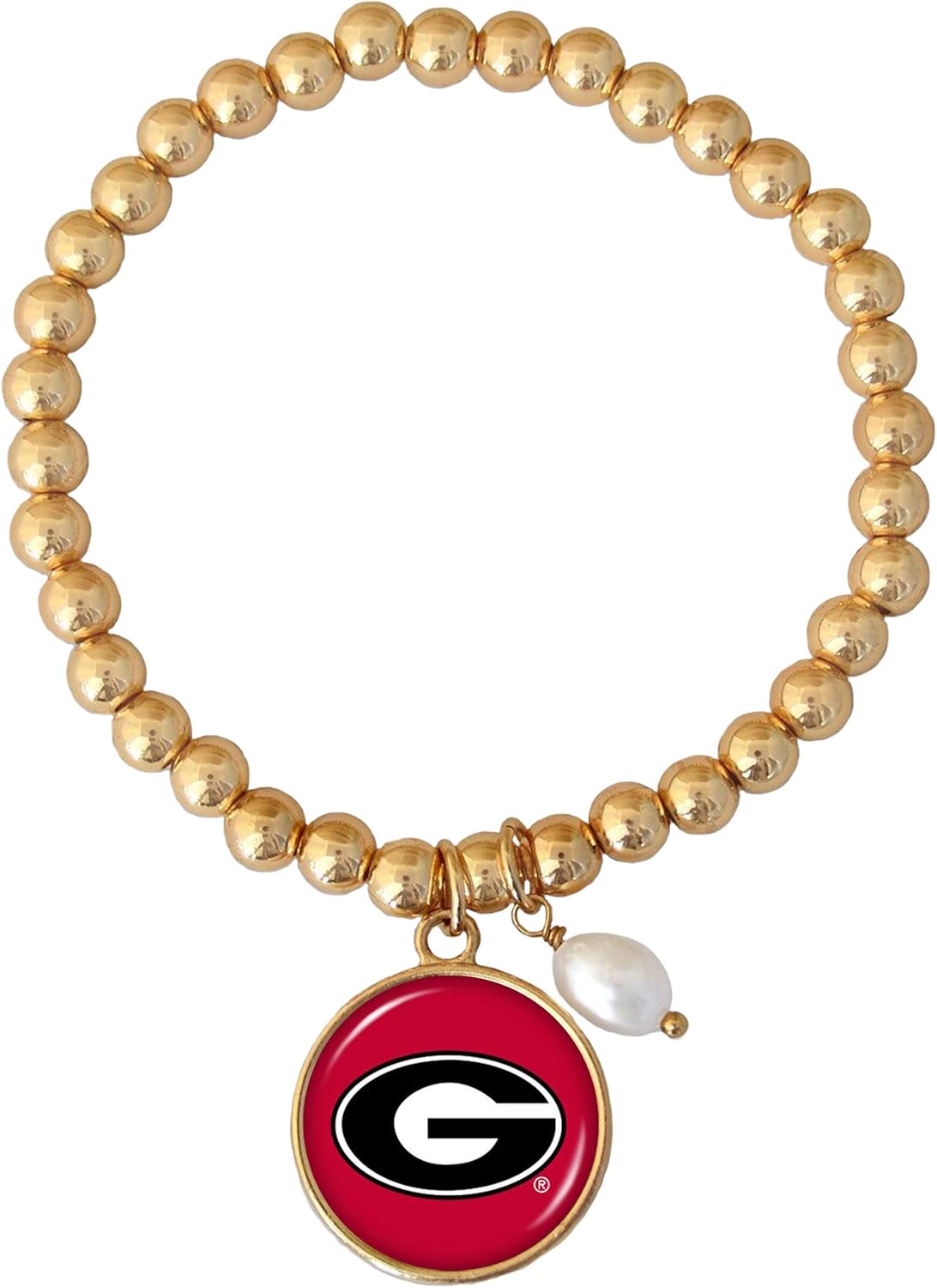 Georgia Bulldogs Diana Gold and Pearl Stretch Bead Bracelet Jewelry UGA