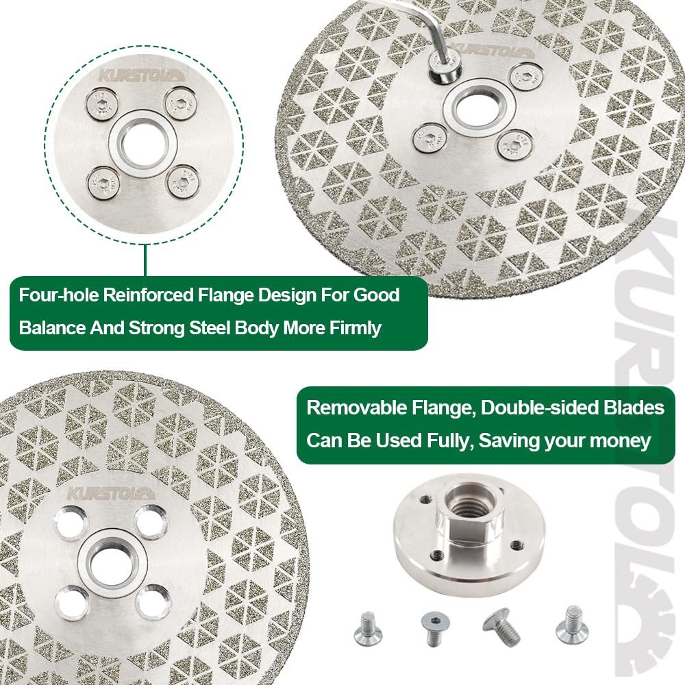 Grinding Cutting Diamond Blade - Granite Grinding Wheel 4"/105mm 5/8-11" Flange, Double-Sided Diamond Cutting Disc Saw Blade for Beveling Shaping Marble,Porcelain,Ceramic Tile,Quartz