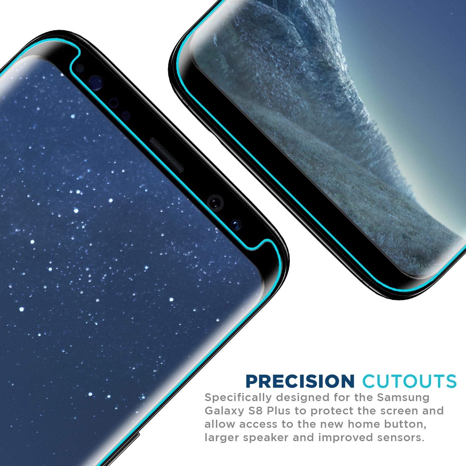 Tech Armor 3D Curved Ballistic Glass Screen Protector Designed for Samsung Galaxy S8 Plus (2017) 1 Pack Tempered Glass