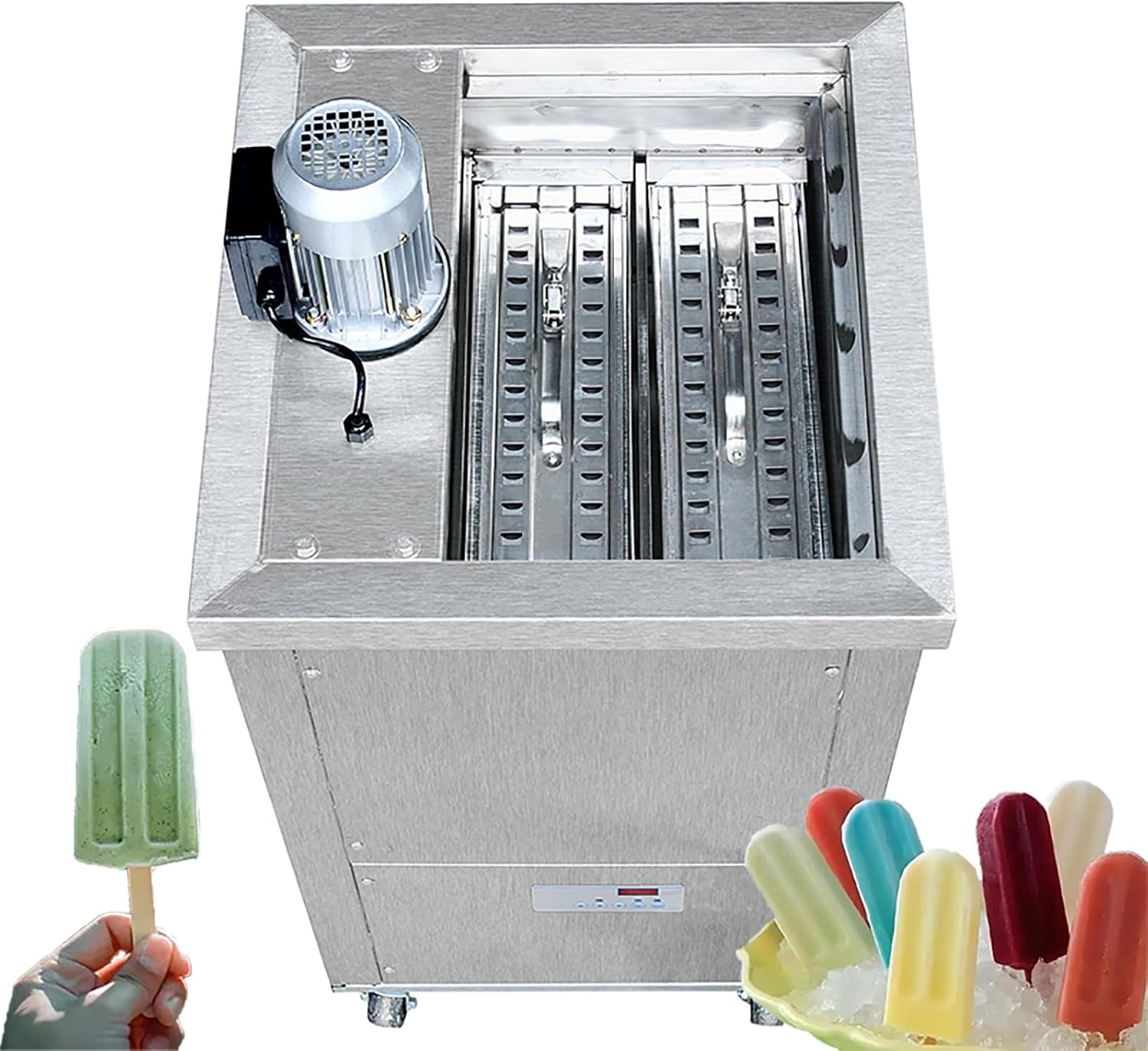 Commercial Popsicle Machine,Stainless Steel Ice Lollipop Maker,Ice Sticks Popsicle Machine With 2 Slim Molds,26pcs/Each Mold,123ml/each stick for Bar,Cafes,Milk tea,Store