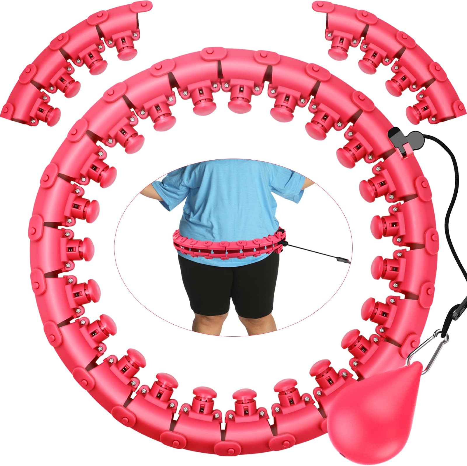 mjyphdm Smart Hoola Exercise Hoops Plus Size,for Adults Weight Loss, 29 Detachable Knots,Pilates Sports & Fitness Exercise for Overweight People,Abdominal Trainers