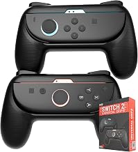 Orzly Grips for Nintendo Switch 2 (2025 Console) JoyCon 2 Pack [2 x Black] Anti Slip Ergonomic Design with Extended Shoulder Buttons - Gift Boxed