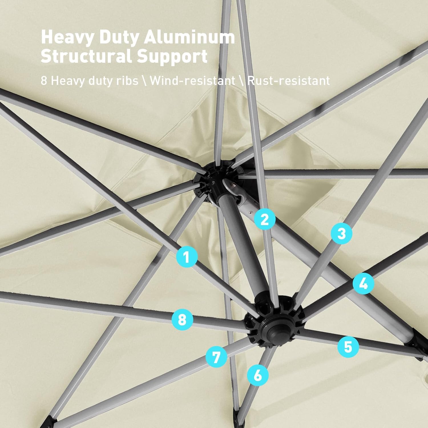 COSIEST 9'x9' Patio Umbrella Cantilever Outdoor Rectangular Offset Umbrella with 360°Rotation, Double Top Heavy Duty Windproof Aluminum Frame for Pool Garden Deck Backyard