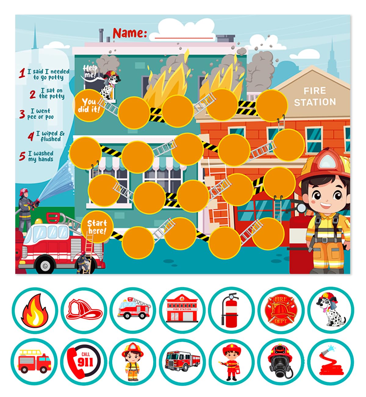 240 pcs Potty Training Stickers, Firefighter Potty Sticker Chart, Potty Reward Charts for Toddlers, Potty Training Chart for Kids, Potty Chart for Toddlers Boys with Stickers Show Options…