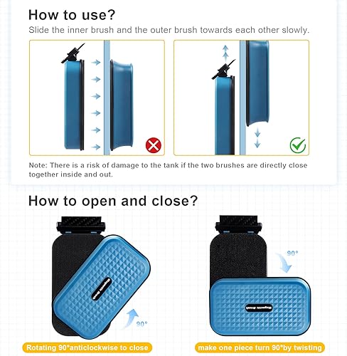 Miniatura 5 de Rascador magnético de algas para acuarios, cepillo limpiador de vidrio para peceras, herramienta de limpieza magnética de algas flotantes, cepillo