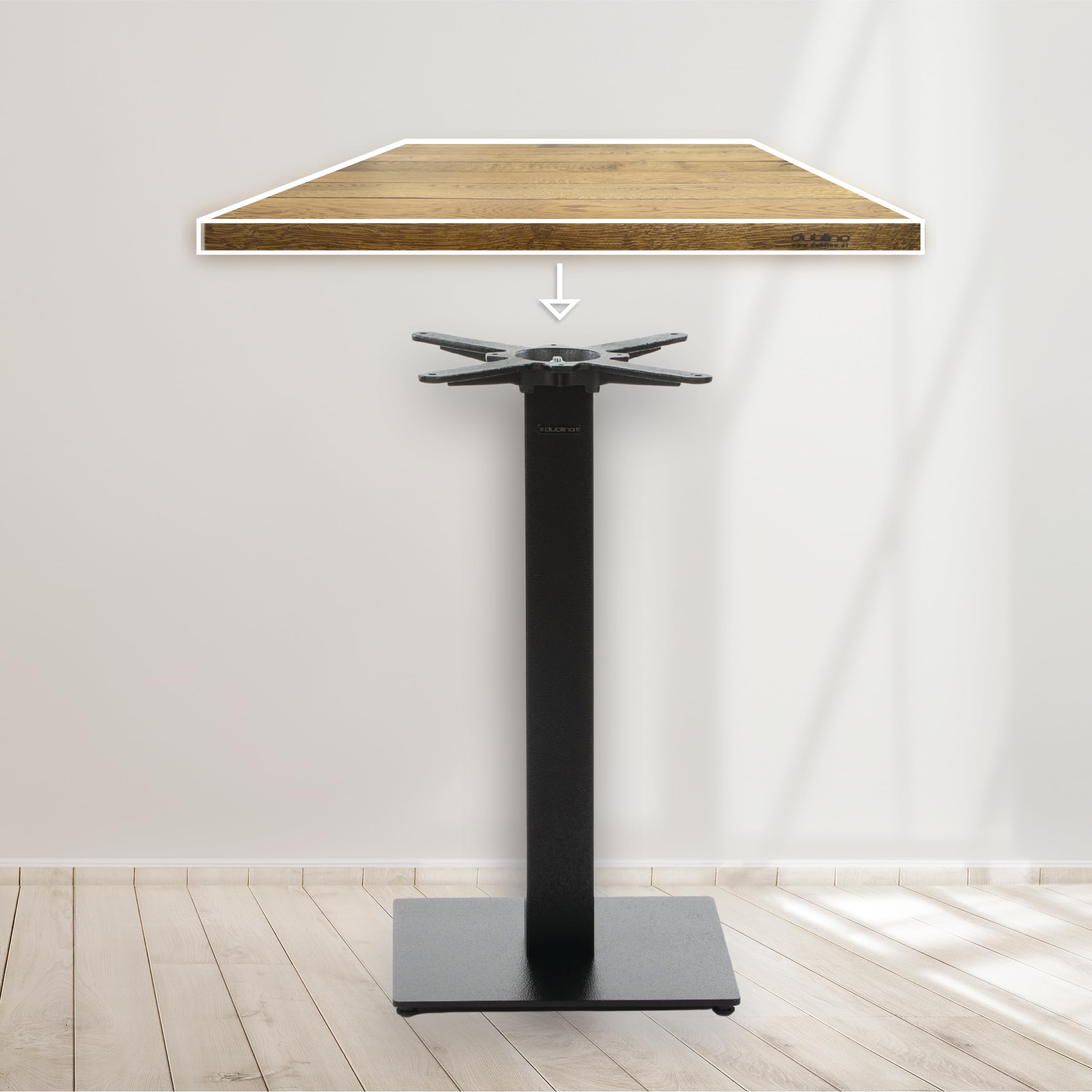 Base per Tavolo da Pranzo Premium in Metallo Nero - PJ7087 - Gambe per Tavoli (Altezza: 73 cm, Peso: 15,5 kg, Gambe per Tavoli 40x40 cm) - Max. Dimensione della Tavola: 70x70 / Ø 80 cm