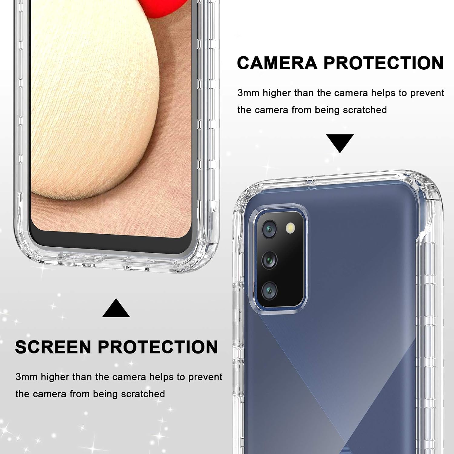 iMangoo Galaxy A02s Case, for Samsung A02s Phone Case Heavy Duty Protective Anti-Slick Dual Layer Soft Back Shell + Hard PC Front Open Frame Slim Phone Cases for Samsung Galaxy A02S Clear