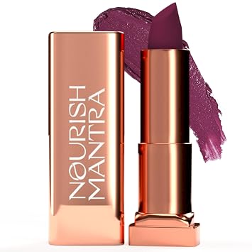 NOURISH MANTRA Creamy Matte Lipstick - Jaipur Dawn | Non-drying, Highly Pigmented | Matte Finish | Enriched with Castor Oil & Vitamin E | Lipstick for Women | 4 g