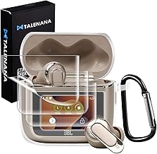 TALENANA for JBL Tour PRO 3 Case, Clear [3 x Protective Film] Case Cover, Stain Resistant, Drop Prevention, Shockproof, Transparent, Cute, Stylish, TPU Material, Attachable, Chargable, Carabiner