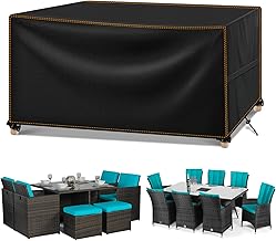 Garden Furniture Cover Winter Resistant Waterproof 420D Oxford Fabric Garden Patio Outdoor Table Cover Rectangular Black 190x140