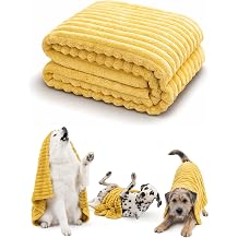 Emotional Support Blanket for Dogs, Bright Yellow Security Blanket, Calming Rabbit Hair Plush Pet Blankets, Soft Cozy Comfort Blankets for Crate, Sofa, Bed, Kennel & Travel 180 * 200cm