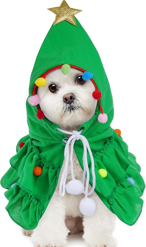 Pistha Dog Christmas Outfit Small Christmas Cat Cloak