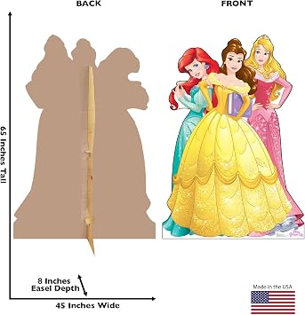 Cardboard People Ariel, Belle & Aurora Life Size Cardboard Cutout Standup - Disney Princess Friendship Adventures