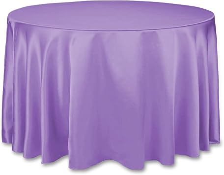 LinenTablecloth 108-Inch Round Satin Tablecloth Lavender