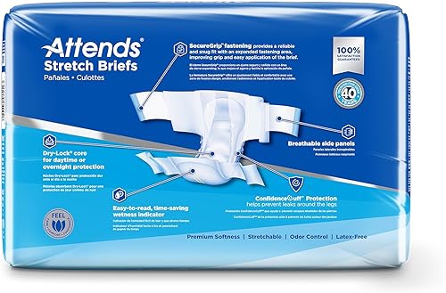 Miniatura 4 de Attends Calzoncillos elásticos con tecnología avanzada de bloqueo seco para el cuidado de la incontinencia de adultos medianosregulares unisex 24