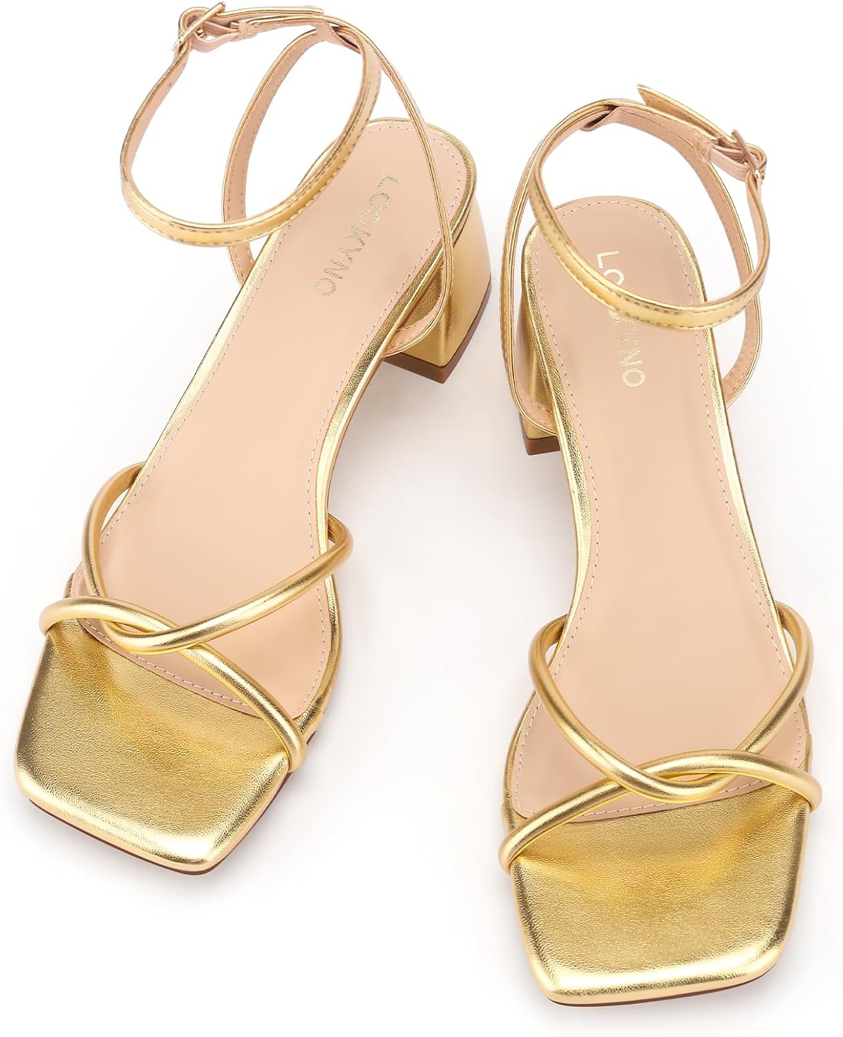 Women's Open Toe Block Heels Sandals Strappy Low Chunky Heels with Ankle Strap - Image 7