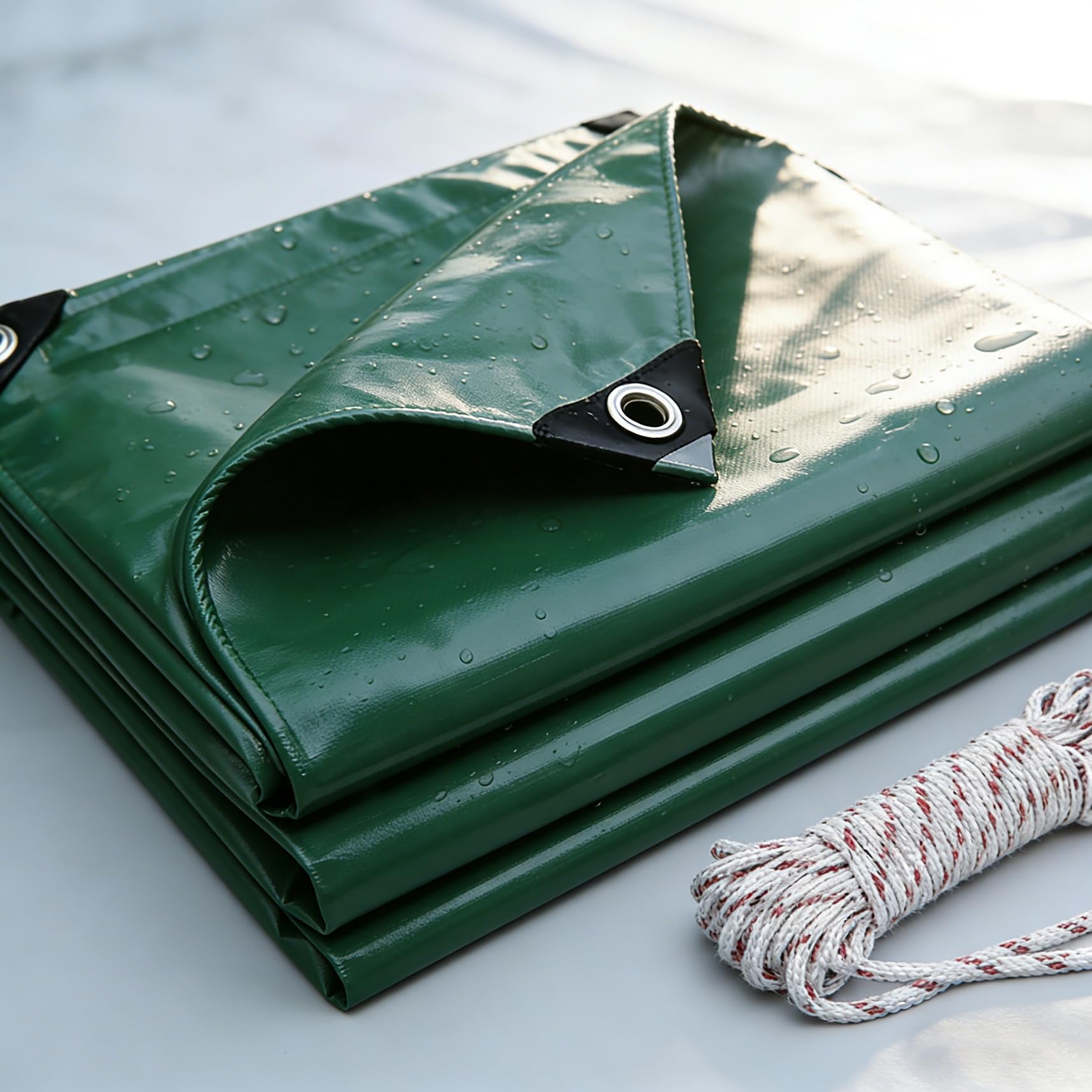 Lona Remolque 580 x 720 cm Máximo Rendimiento - Duradera Resistente a Los Rayos UV Desgarros, Multiusos, Impermeable Toldo Impermeable, Lona Protectora para Muebles Leña, Verde