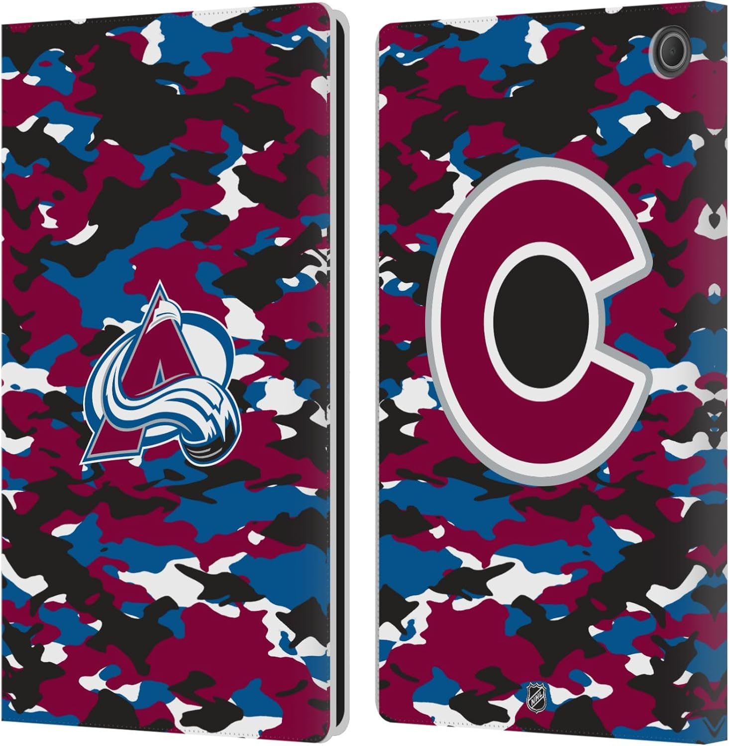 Head Case Designs Officially Licensed NHL Puck Texture Colorado Avalanche Leather Wallet Case Compatible with Amazon Fire 7 2022