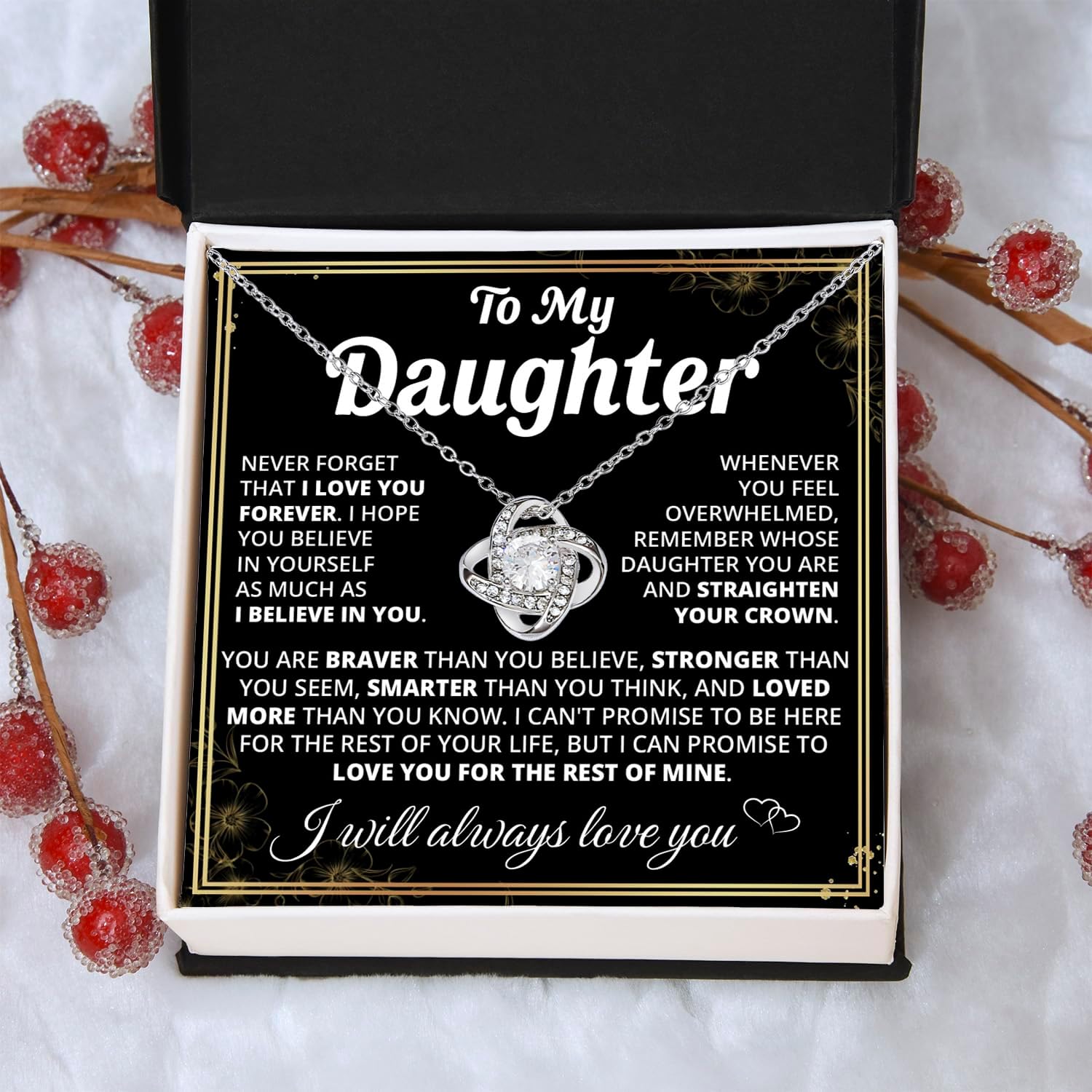 Daughter Necklace From Dad, Daughter Gift From Dad, Anniversary Graduation Christmas Birthday Gifts For Daughters From Mom, Meaningful Gift For Daughters With Message Card And Box - Image 4