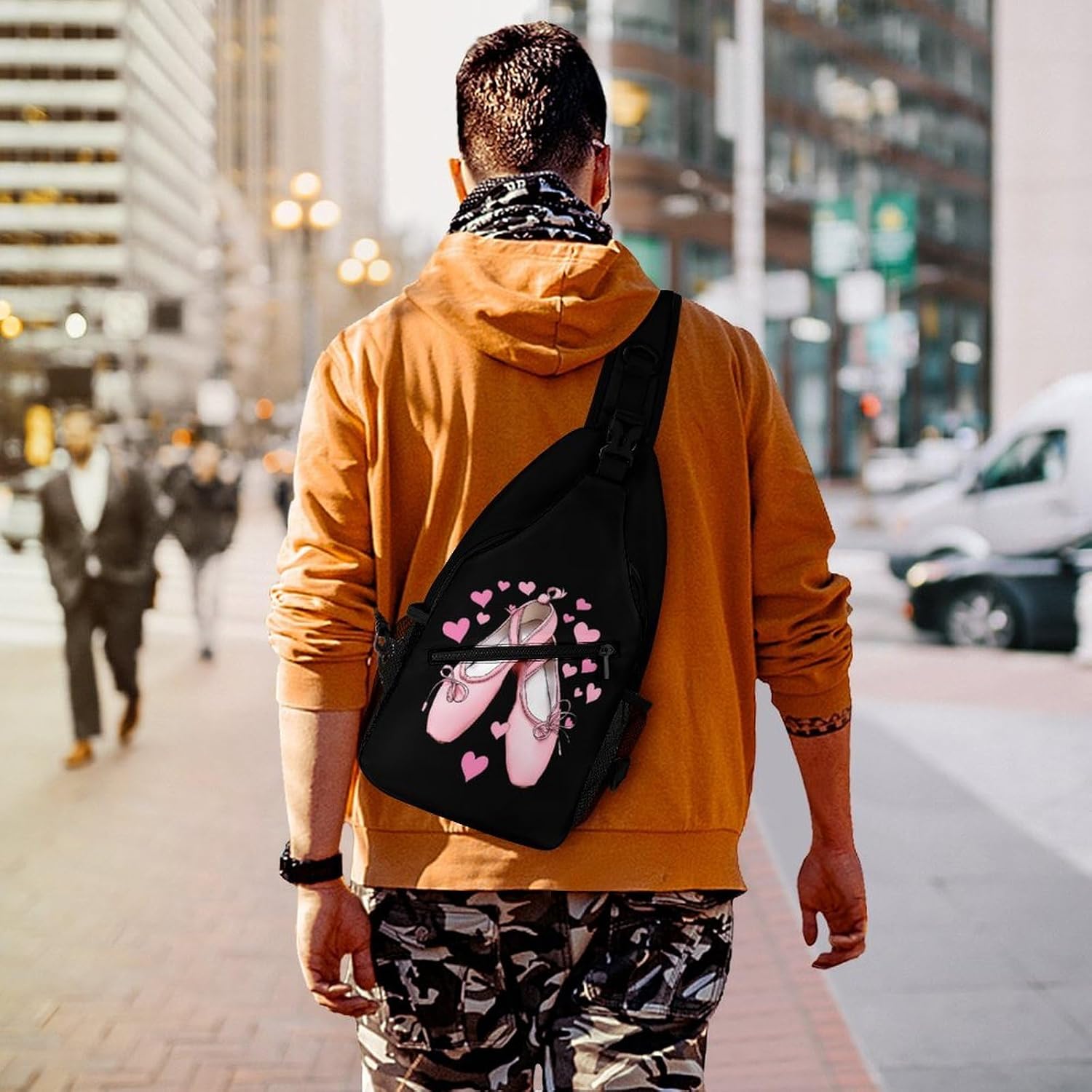 Ballet Shoes Men Crossbody Sling Backpack Chest Bag | Travel Fanny Pack,Hiking Daypack,Print Shoulder Bags