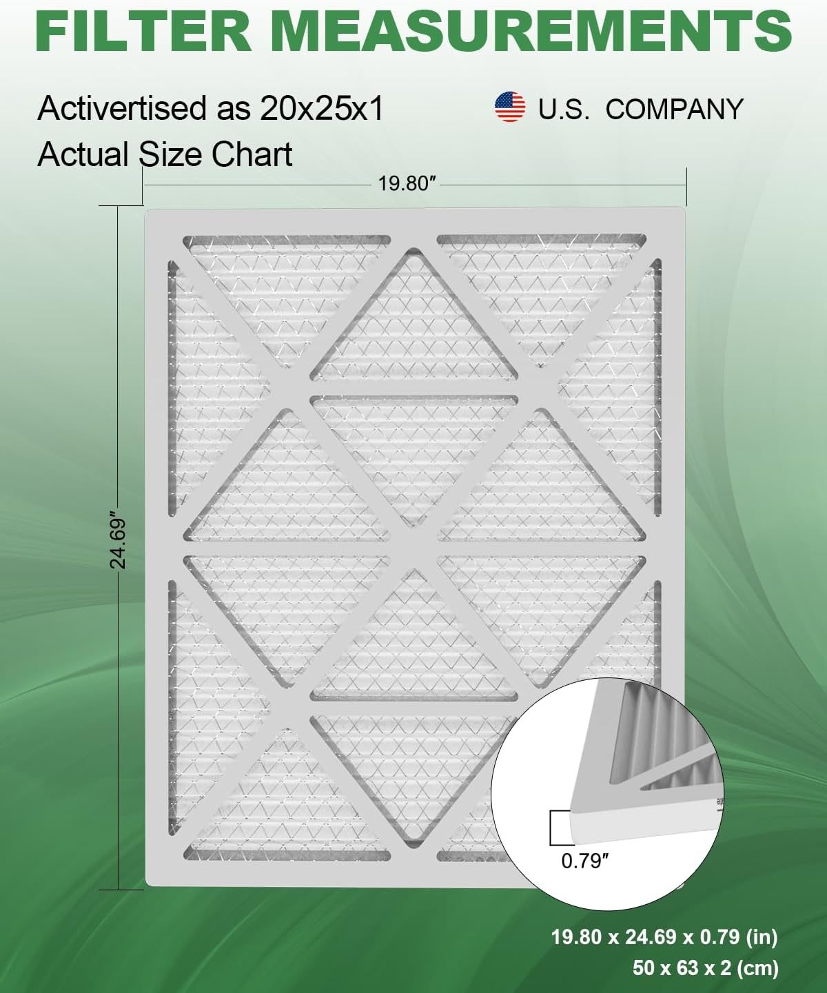 20x25x1 Air Filter MERV 8, Pleated HVAC AC Furnace Home Air Filters Replacement 6 Pack