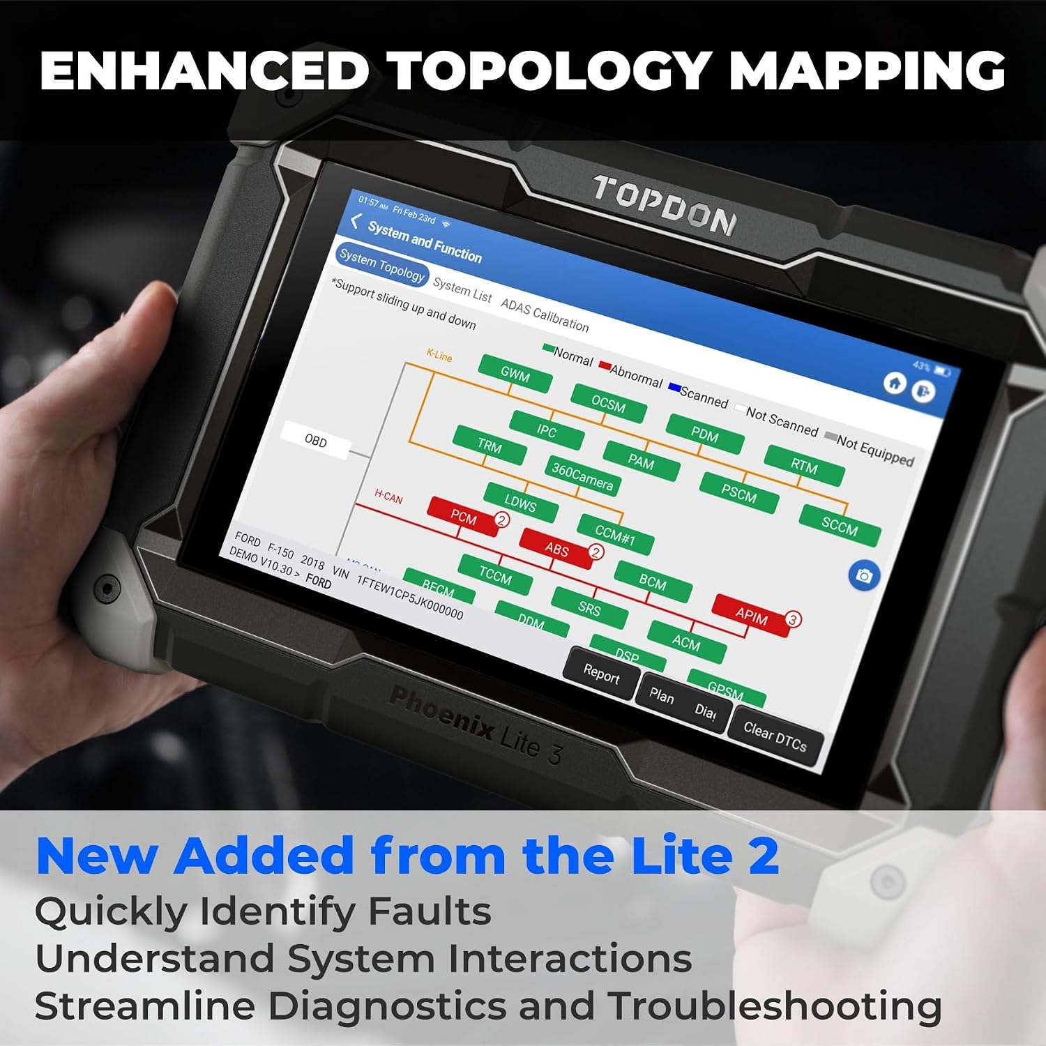 TOPDON Phoenix Lite 3 displaying Topology Mapping feature