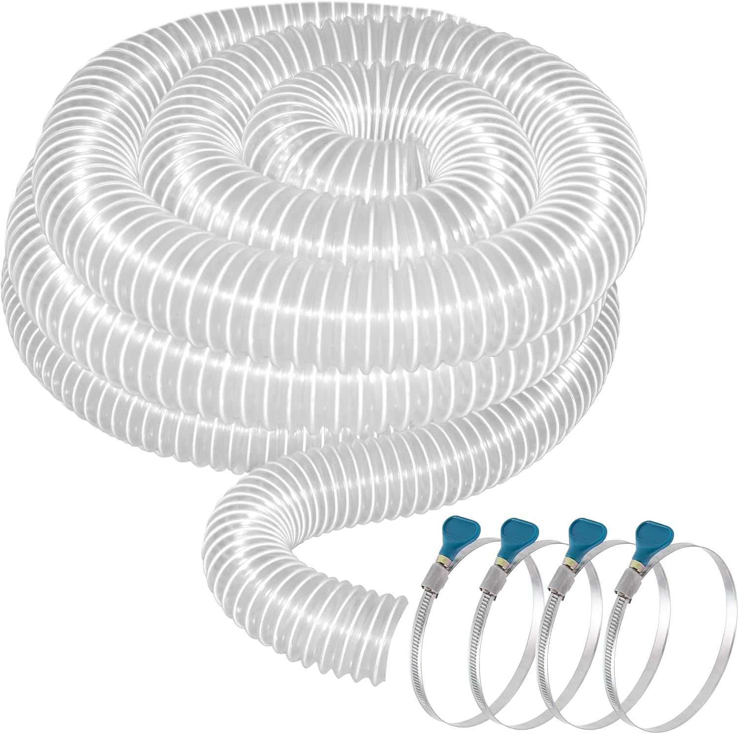2 1/2" X 20' Dust Collection Hose, Flexible Clear PVC Dust Collection Hose - Puncture Resistant With Carbon Steel Wire Coil For Dust Collectors For Dust Collectors With 2 1/2" Ports By - View #3