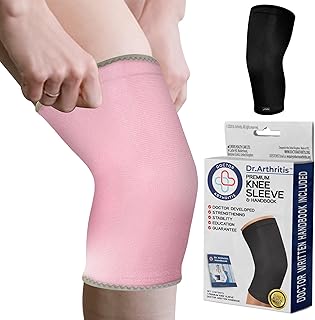 Dr. Arthritis Thick Knee Sleeve, Non-Slip Compression Sleeve for Joint Support, Pain Relief & Injury Recovery, Cotton-Spandex Blend for Extra Comfort, Durable Knee Braces for Men & Women (Pink, M)