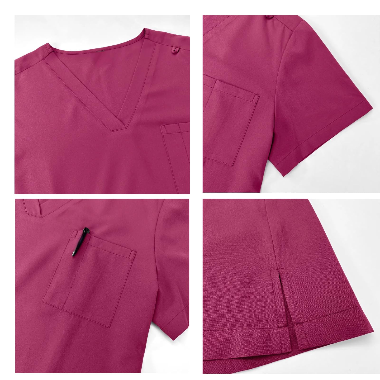 Maizoon Uniformes Conjunto Médico Unisex Top y Pantalón de Poliéster de Manga Corta y Escote en V con 3 Bolsillos