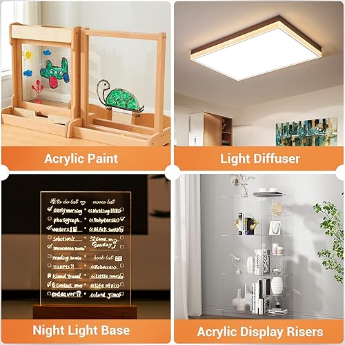 Miniatura 5 de Gartful Hojas de acrílico transparente de 0.079 in de grosor, paquete de 6 paneles de plexiglás con película protectora, tablero en blanco de