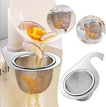 MosQuick® Stainless Steel Kitchen Sink Drain Basket - Big Round Sink Strainer Steel, Kitchen Sink Drain Filter & Food Waste Collector, Detachable Sink Drainer Basket, Jali for Kitchen Waste (Silver)
