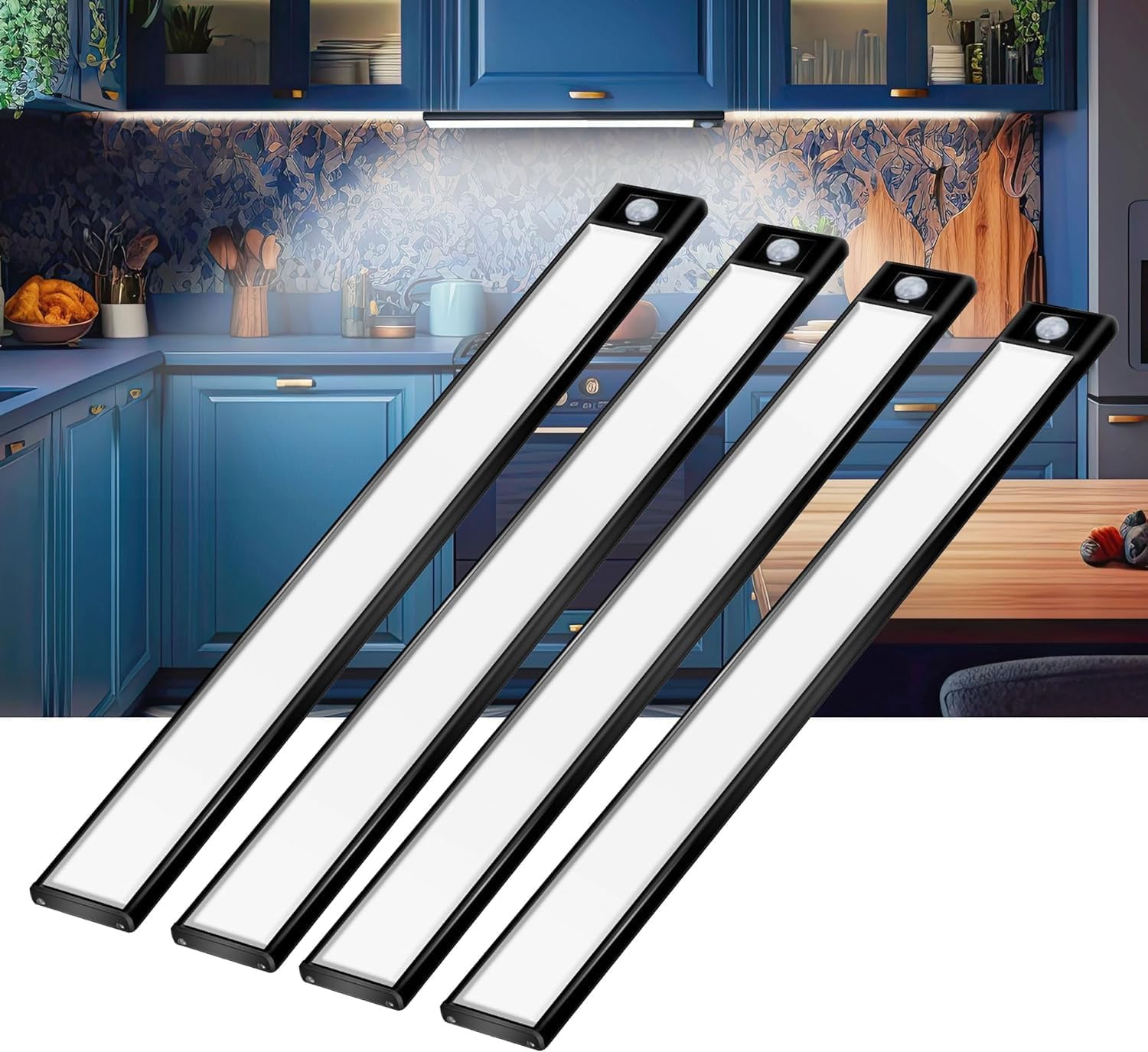 69 LED Under Cabinet Lights 2Pack– Rechargeable 3000mAh Battery, Wireless Motion Sensor, Ideal for Kitchen, Closet & Under Counter Lighting