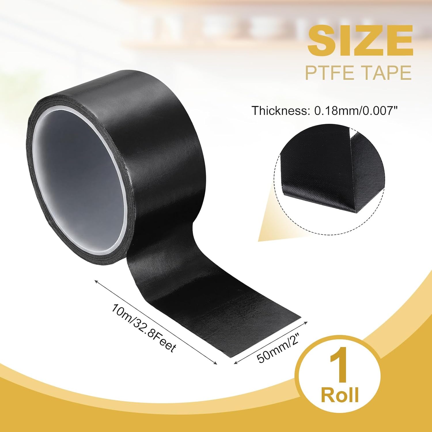 PATIKIL High Temperature PTFE Tape 2 Inch x 33 Feet, PTFE Coated Fiberglass Adhesive Tape for Vacuum Sealer Machines Hand-Impulse Sealers Insulation, Black
