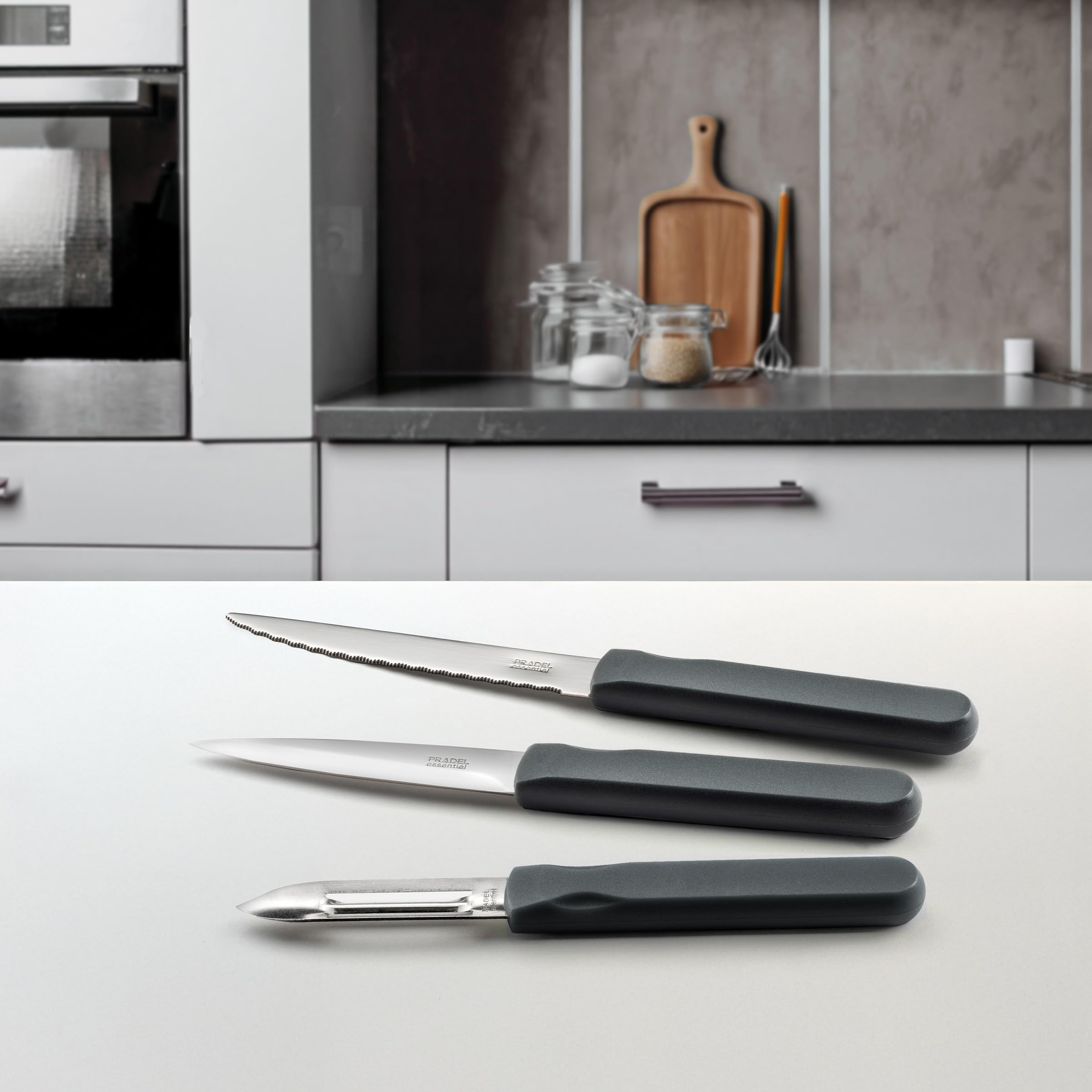 Cuisinox - Eclipse - Zestaw do pieczenia i sztućców - Patelnie 24/28 cm, obieraczka i nóż biurowy - Zdejmowany uchwyt ze stali nierdzewnej - Powłoka ceramiczna - Nadaje się do wszystkich kuchenek, w