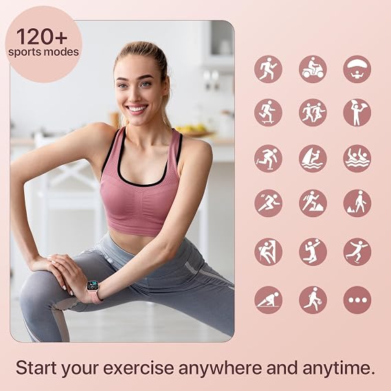 WalkerFit Smart Watch for Women, 2.01'' Smartwatch with Bluetooth Call, 100+Sport Modes, Sleep Monitoring, IP67 Waterproof, Camera & Music Control for iPhone Android, Fitness Watch with Pedometer