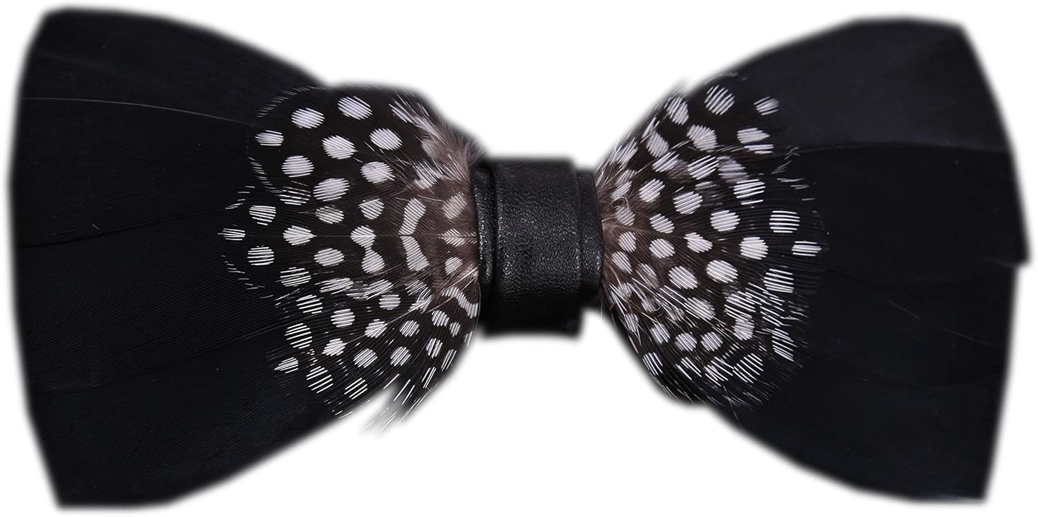 Secdtie Novelty Feather Bow Tie for Men Handmade Pre-tied Bowtie with Gift BOX