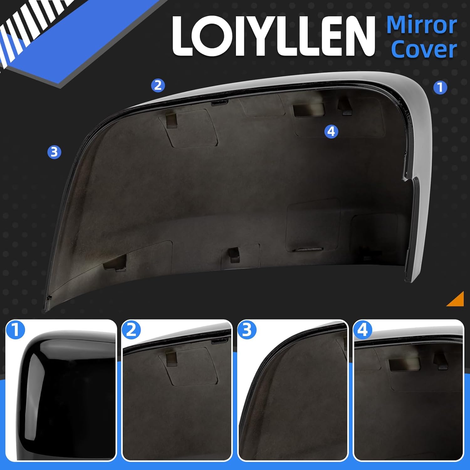 Driver Side Mirror Cover Replacement for Jeep Grand Cherokee 2011-2021, for Dodge Durango 2011-2025 - Left Side Mirror Covers, Rear View Mirror Cap Accessories Black
