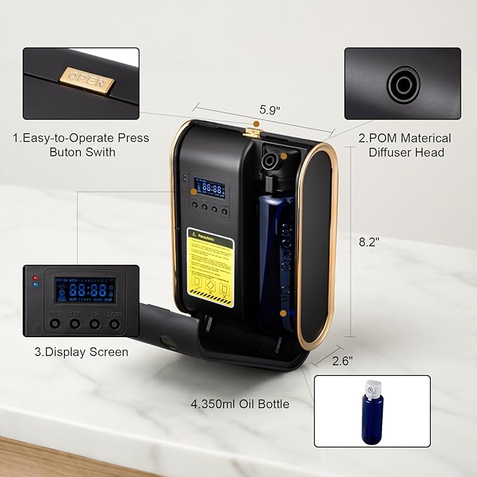 Difusor de Aromas Eléctrico Inteligente DXBDHSJK, Negro, 350 ml miniatura 3